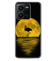 Vivo Y22 Kılıf Silikon Desen Özel Seri Ay ve Flamingo 1775