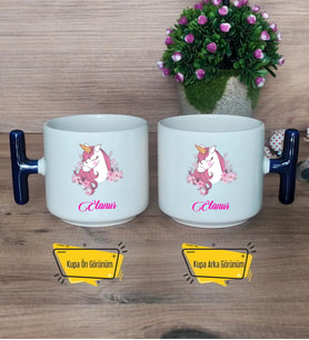 Unicorn Kupa Bardak T Lacivert Kulplu Kız Çocuğuna Arkadaşa Sevgiliye Doğum Günü Hediyesi
