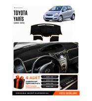 TOYOTA YARİS (2005-2013) Uyumlu Torpido Örtüsü Torpido Kılıfı - Siyah Bej