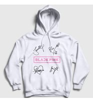 Presmono Unisex Beyaz Signs Blackpink Kapüşonlu Sweatshirt 19666tt (Beyaz)