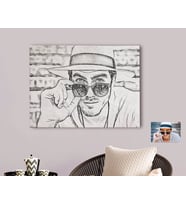 BK Gift Kişiye Özel Tam Boy Karakalem Erkek Karikatürlü Kanvas Tablo-1