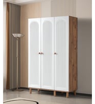 Bohem Çiğdem 3 Kapaklı Çekmeceli Elbise Dolabı Gardrop 120cm (Beyaz)
