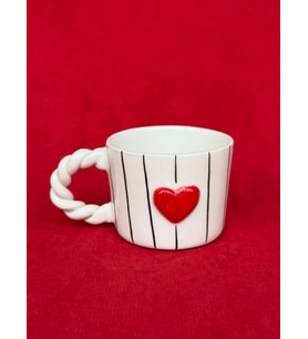 1 Adet Burgu Kulp Çizgili Kalp Mug