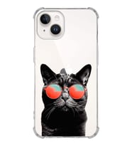 PrintiFy Apple iPhone 14 Uyumlu Kedi 3 Baskılı Şeffaf Köşe Korumalı Antişok Kılıf