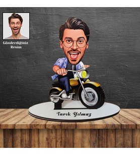 Kişiye Özel Baskılı Motorsiklet Temalı Karikatür Biblo