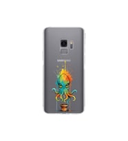 Samsung Galaxy S9 ile uyumlu Splash ahtapot tasarımlı şeffaf silikon kılıf