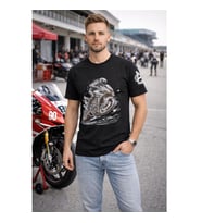 Aybaak Fit Gösteren RTrace Racing Motorsiklet Baskılı Tişört (Siyah)