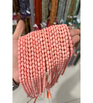 Mercan Doğal Taş Parlak Pembe Arpa 6x9mm Dizi