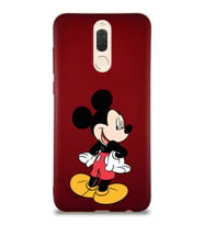 Huawei Mate 10 Lite Soft Premier Kapak Mickey Mouse-D Tasarımlı Silikon Kılıf - Mürdüm (Şeffaf)