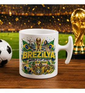 BK Gift Brezilya Taraftar Temalı Dünya Futbol Kupası Tasarımlı Hammer Kupa Bardak