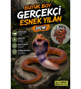 Gerçekçi Büyük Boy Esnek Oyuncak Yılan 30 cm Çıngıraklı Yılan Figürü Şaka Malzemesi