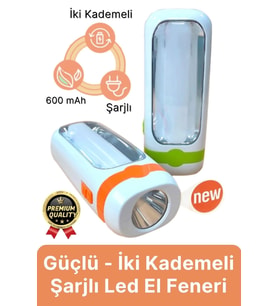 Özel Üretim Dayanıklı Güçlü Aydınlatma Taşınabilir Kamp İki Kademeli 600 mAh Şarjlı Led El Feneri