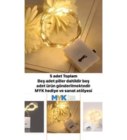 1 Metre Dekoratif LED Pet Mini Üç Kutulu Işıklı Süs – Pilli – 5 Adet Set  MYK Hediye ve Sanat Atöly (Sarı)
