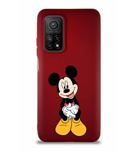 Xiaomi Mi 10T Soft Premier Kapak Mickey Mouse-A Tasarımlı Silikon Kılıf - Mürdüm (Şeffaf)