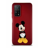 Xiaomi Mi 10T Soft Premier Kapak Mickey Mouse-A Tasarımlı Silikon Kılıf - Mürdüm (Şeffaf)