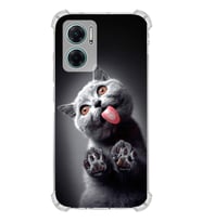 PrintiFy Xiaomi Redmi Note 11E Uyumlu Kedi 2 Baskılı Şeffaf Köşe Korumalı Antişok Kılıf