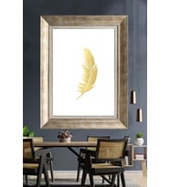 Tablore Minimalist Altın Tüy İllüstrasyon Çerçeveli Kanvas Tablo Modern İskandinav Duvar Dekoru