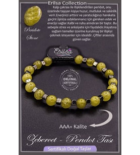 Sertifikalı AAA+ Kalite Gerçek Terahertz - Zebercet - Peridot Taşı Bileklik (Yeşil)