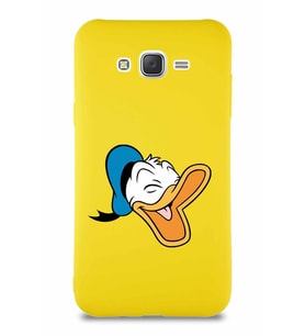 Samsung Galaxy J7 Core Soft Premier Kapak Donald Duck-E Tasarımlı Silikon Kılıf - Sarı (Şeffaf)