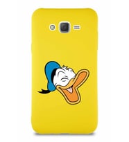 Samsung Galaxy J7 Core Soft Premier Kapak Donald Duck-E Tasarımlı Silikon Kılıf - Sarı (Şeffaf)