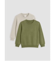 LCW Kids Haki Bisiklet Yaka Erkek Çocuk Sweatshirt 2'li