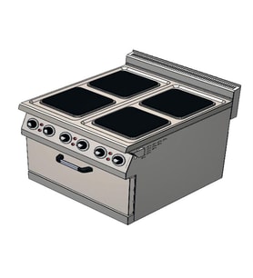 CSA Karacasan 900 Seri Dolaplı 80 cm 4 Gözlü Elektrikli Ocaklı Kuzine(80x90x85Cm)