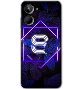 Realme 10 4G Kılıf HD Desen Baskılı Kılıf - Dark Neon Yaprak S Harfi