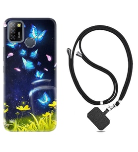INFINIX Smart 4 5 6 Zero 8 S5 Pro Kılıf Boyun Askılı Silikon Neon Butterflys 1309