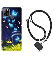 INFINIX Smart 4 5 6 Zero 8 S5 Pro Kılıf Boyun Askılı Silikon Neon Butterflys 1309