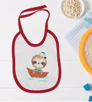 BK Kids Sevimli Denizci Tasarımlı Kırmızı Bebek Mama Önlüğü-1