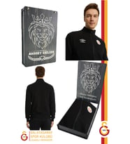 Galatasaray Orijinal Lisanslı Dik Yaka Fermuarlı Siyah Sweat Kişiye Özel Hediyelik Ah