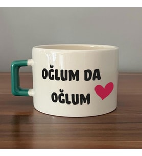 Oğlum Da Oğlum Baskılı Yeşil Kulplu C Fincan