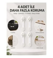 Mey İthalat® 4'lü Çocuk Güvenlik Dolap ve Çekmece Kilidi