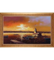 Çerçeveli Paspartulu Manzara Tablo bm1354 (Gold)