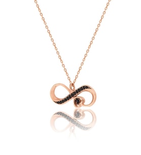 925 Ayar Gümüş Tektaş Kalp Sonsuzluk Kolye Rose-Gold Renk Tek Ebat Beden