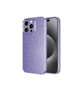 Apple iPhone 15 Pro Max Uyumlu Kılıf Kamera Korumalı Simli Lüks Zore Koton Kapak (Mor)