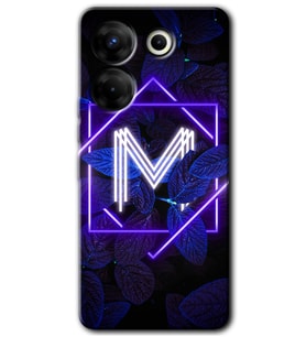 Tecno Camon 20 Pro 5G Kılıf HD Desen Baskılı Kılıf - Dark Neon Yaprak M Harfi