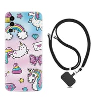 General Mobile Gm 23 Kılıf Silikon Boyun Askılı İpli Desenli Silikon Unicorn Mektup 1800