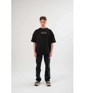 Kadın Baskılı T-Shirt Kısa Kol Bisiklet Yaka Oversize Rahat Kalıp Günlük Tişört - Siyah