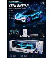 Uzaktan Kumandalı Şarj İstasyonlu Araba 2.4GHz Şarjlı Oyuncak Spor Araba Işıklı Müzikli Mavi