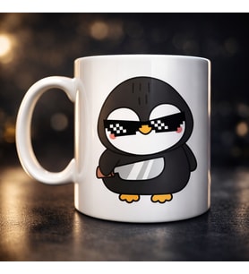 Northcity Havalı Penguen Tasarımlı Porselen Kupa - Eğlenceli, Cool & Enerjik Kahve Kupası