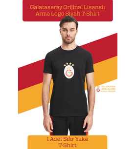 Galatasaray Orijinal Lisanslı Arma T-Shirt (Siyah)