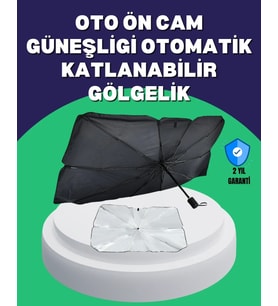 Şemsiye Tasarımlı Katlanabilir Araç Güneşliği – Geniş Uyumlu, Uv Koruma