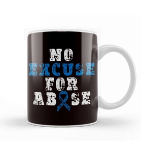 No For Child Abuse Excuse Prevention Month Blue Ribbon April Kupa Bardak Porselen