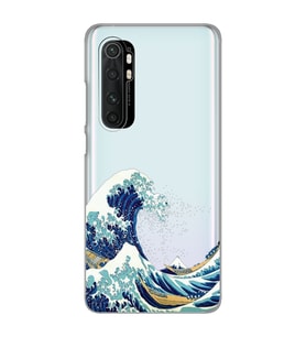 Xiaomi Mi Note 10 LITE Uyumlu Kanagawa Dalga Tasarımlı Şeffaf Telefon Kılıfı