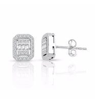 0.55 Ct. Baget Pırlanta Kare Tektaş Küpe
