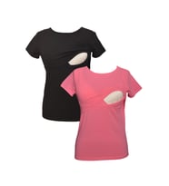 LuvmaBelly MYRA2501_2506 Emzirme tshirt seti (Siyah-Pembe)