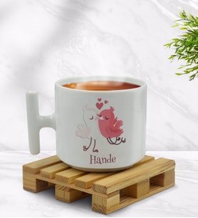 BK Gift Kişiye Özel Sevimli Çiftler Tasarımlı T Kulplu Beyaz Middle Kupa Bardak-4