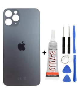 İphone 12 Pro Arka Kapak Cam +Yapıştırıcı B700 + Tamir Seti (Beyaz - Gümüş)