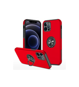 İphone 12 Kılıf Elit Yüzüklü Kapak - Kırmızı